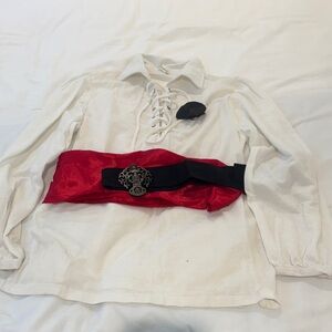 White Pirate Shirt + accessories (Red Sash, belt, eyepatch)